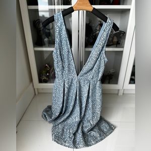 Superdown Blue Floral Lace V-neck dress